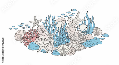 Colorful Ocean Sea Creatures.