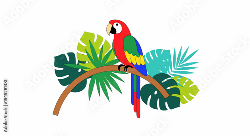 Colorful Parrot on Branch.