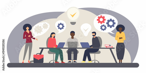 Diverse team collaborates around a table generating ideas and innovation