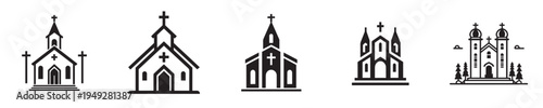 vector image of church silhouette white background