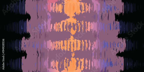 Abstract digital artwork featuring vertical stripes in orange purple and blue
