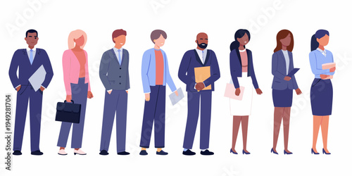 Diverse group of professionals standing in a row likely for a meeting