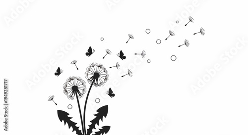 Dandelion Seeds Blowing Away.