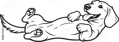 Dachshund Rolling on Side Playful Pose Illustration