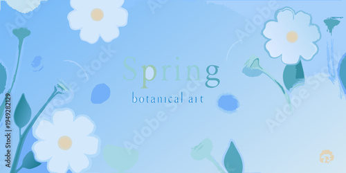 Delicate floral illustration with the word spring and botanical elements