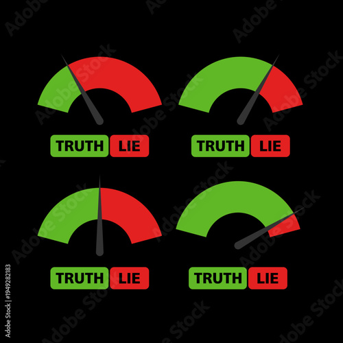 Truth and lie indicator icon isolated on black background