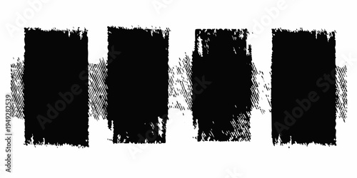 Four vertical black rectangles with textured irregular edges