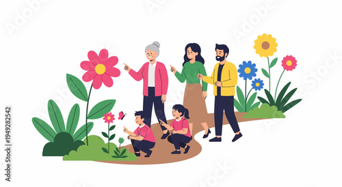 Family in the garden.