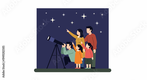 Family Looking At Stars.