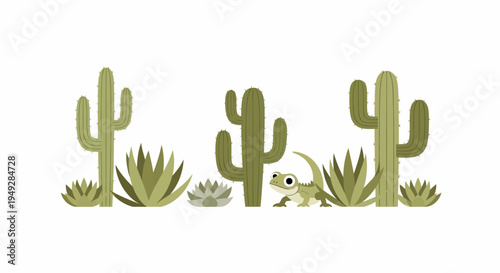 Lizard on Cactus Plants.