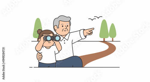 Man and child looking.