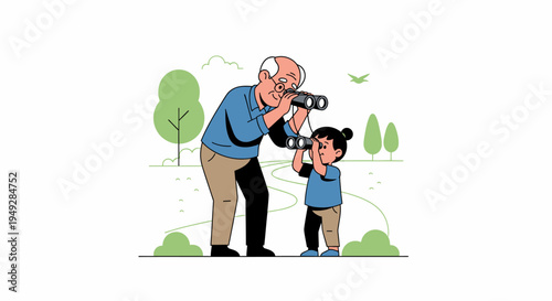 Man and child looking.