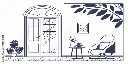 A serene and inviting living room with a large window and comfortable furniture.