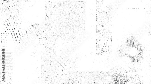 Black speckle and line textures on white background abstract