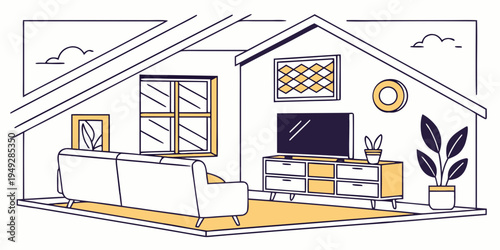 A cozy living room with a large window and a view of the garden