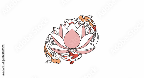 Pink Lotus Flower Koi.