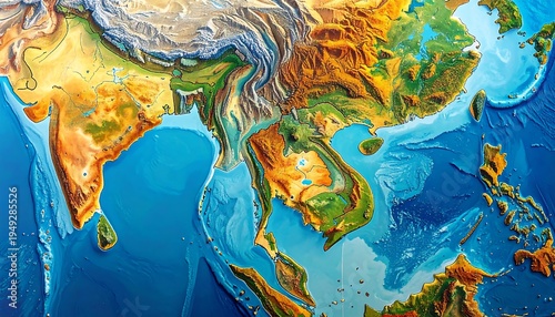 Detailed map of South Asia and Southeast Asia