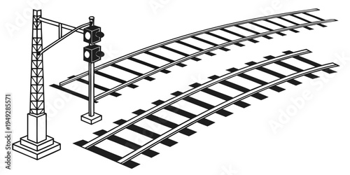 Train crossing signal with multiple tracks and a barrier arm