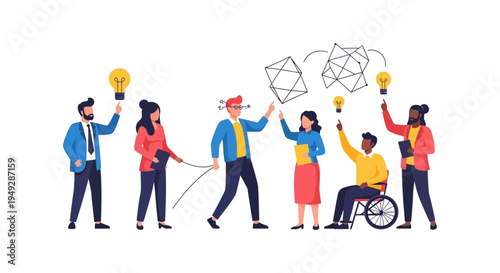 Diverse Business Team Brainstorming Innovative Ideas, Collaboration & Problem Solving