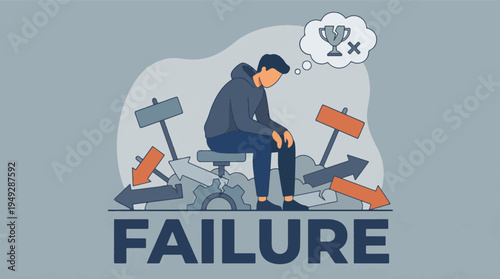 Person experiencing failure, disappointment, and a sense of being lost