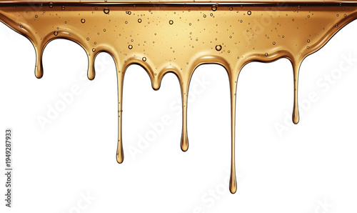Golden liquid drip border isolated on white background, luxury gold paint dripping frame design