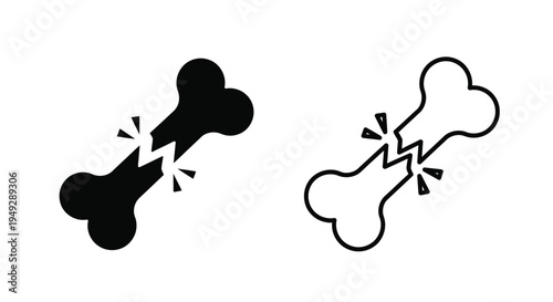 Broken bone illustration with contrasting styles a stark silhouette
