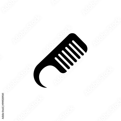 Elegant hair comb symbol, simple black graphic for barber, salon, and hairstylist logo design