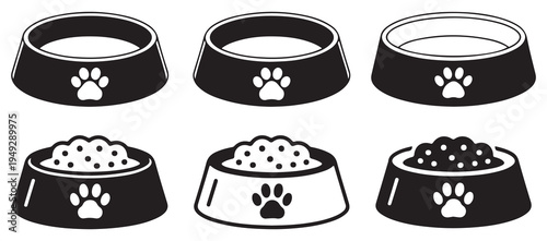 Solid silhouette pet food bowl icon, simple dog feeding dish. vector illustration eps 10