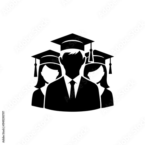 Diverse Group of Graduating Students Icon Representing Academic Success and Educational Achievement