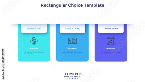 Startup project boosting research rectangular choice infographic chart design template. Business success infochart with icons. Instructional graphics with 3 options. Visual data presentation