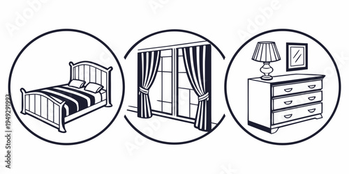 A bedroom with a bed, curtains, and a dresser with a lamp.