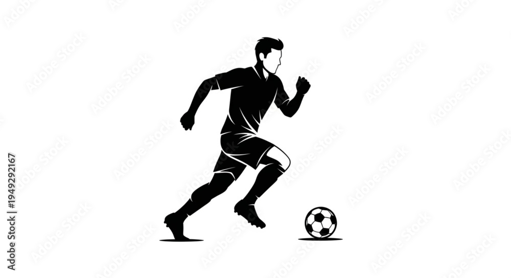 Obraz premium Silhouette of a soccer player running with ball.