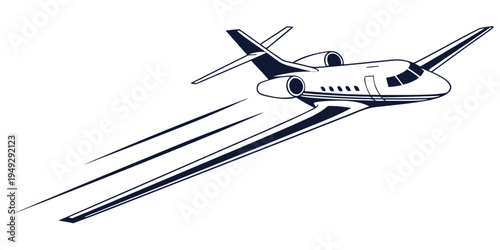A sleek private jet soaring through the clear blue sky on a sunny day.