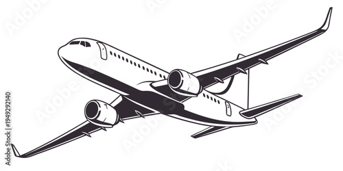 A sleek commercial airplane soaring through the clear blue sky.