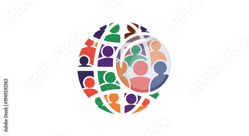 Global Diverse Community Network Icon - People Connecting Worldwide