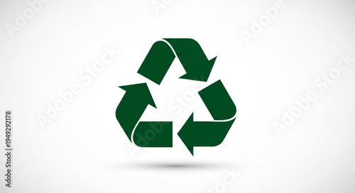 Green recycling symbol on a white background.
