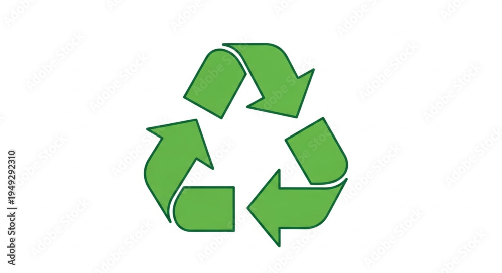Fototapeta premium Green recycling symbol on white background.