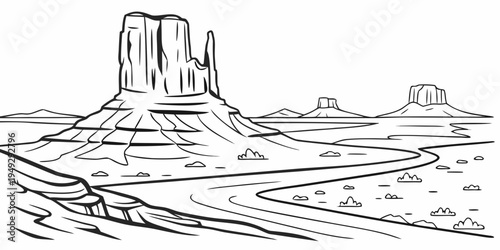 A serene desert landscape with towering rock formations and winding roads