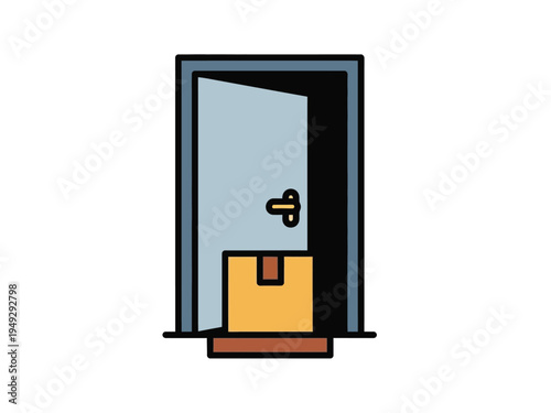 Delivery Box Left at Open Doorstep.