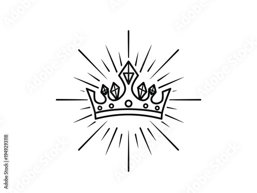 Elegant Crown with Radiant Sunburst Symbol.
