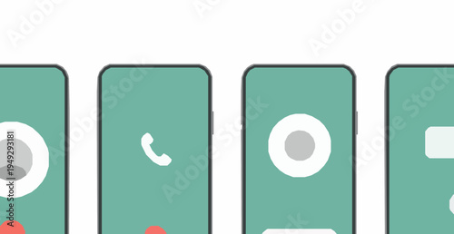 Smartphone calling app interface incoming call slide to answer screen vector set