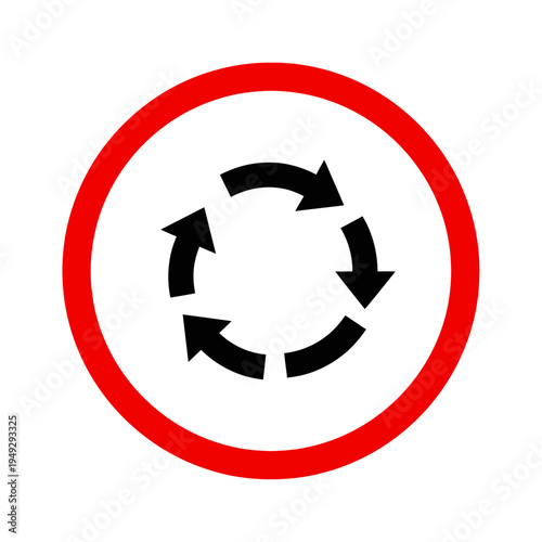 Circular Traffic Sign with Arrows - Roundabout Symbol
