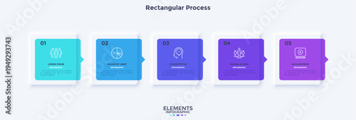 Startup project boosting research rectangular choice infographic chart design template. Business success infochart with icons. Instructional graphics with 5 options. Visual data presentation