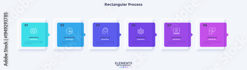 Startup project boosting research rectangular choice infographic chart design template. Business success infochart with icons. Instructional graphics with 6 options. Visual data presentation