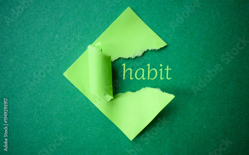 Sustainable Habit Growth Concept on Vibrant Green Torn Paper