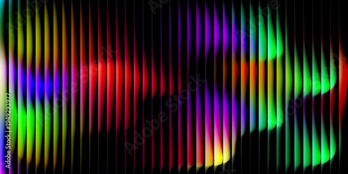 Abstract Vertical Stripes with Swirling Neon Colors and Soft Light Blends photo