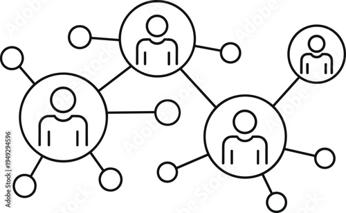 Social network connections icon showing people in circles linked by lines for business communication teamwork and digital community marketing infographics