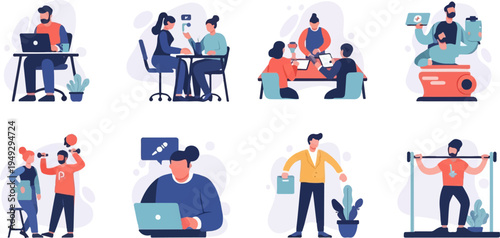 Colleagues collaborate on projects and engage in fitness activities