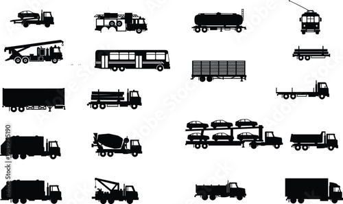 People Silhouettes Group Icons Set, Men and Women Human Figures Vector Illustration