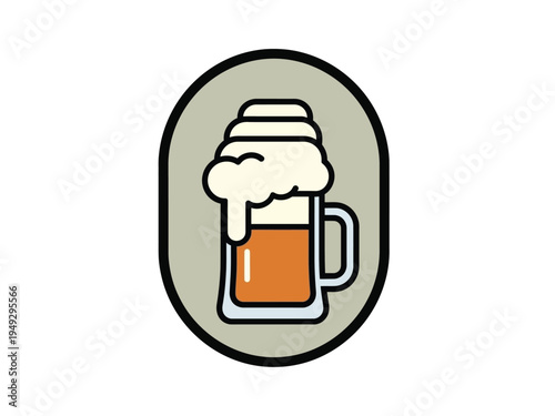 Illustration of a frothy beer mug with amber liquid.